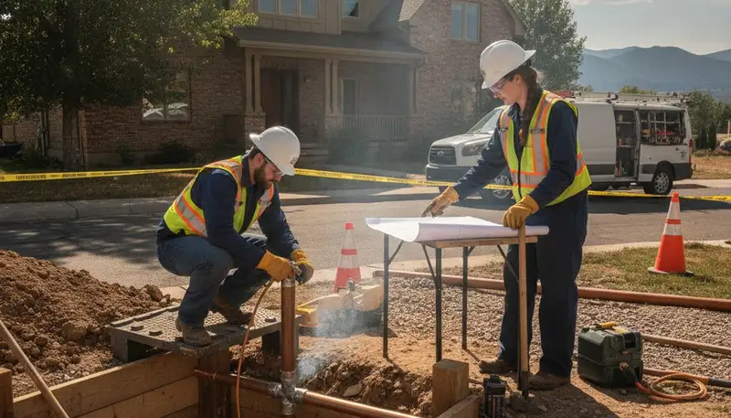 Plumber repairing a pipe in Boulder, CO for residential plumbing service