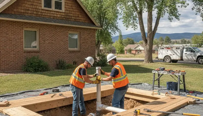 Plumber repairing a pipe in Boulder, CO for residential plumbing service
