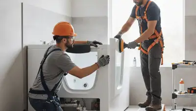 Boulder, CO plumbers installing a walk-in tub for safer home bathing